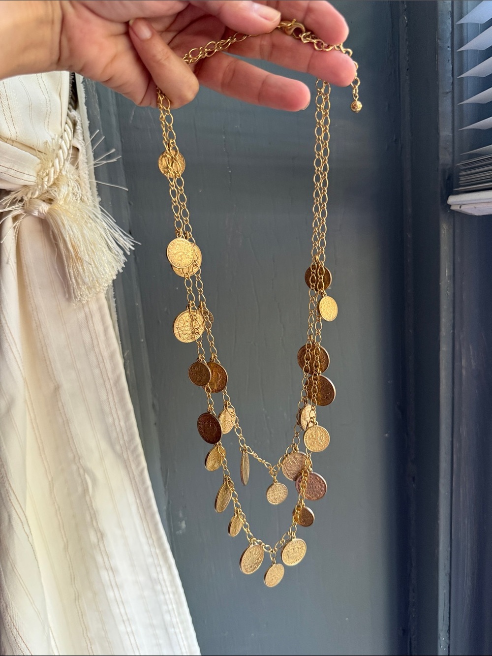 Gold Coin Drop Layered Necklace - Women Jewelry
